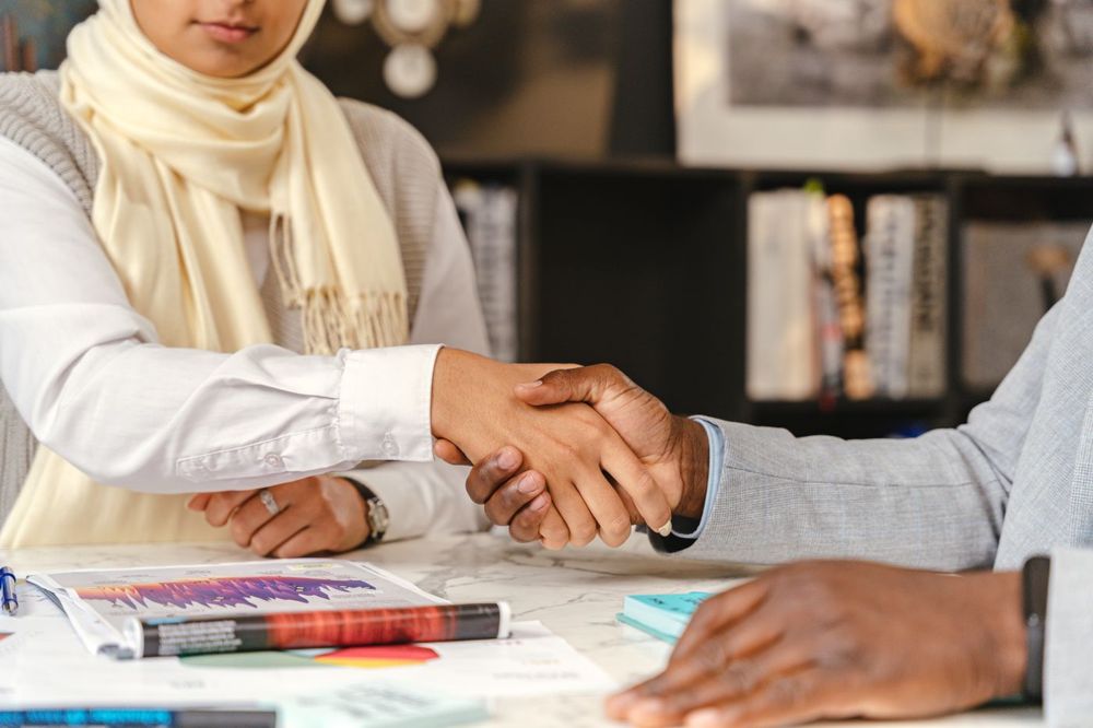 Business handshake with a client